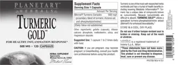 Label for Turmeric Gold 500 mg