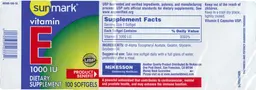 Label for Vitamin E 1000 IU