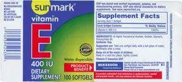 Label for Vitamin E 400 IU