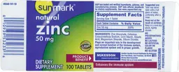 Label for Natural Zinc 50 mg