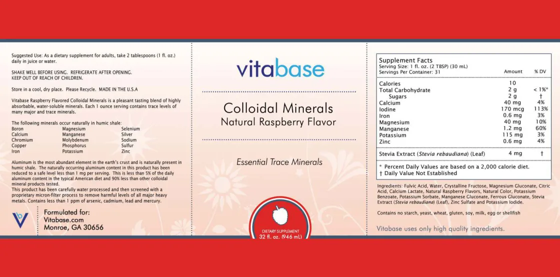 Label for Colloidal Minerals Natural Raspberry Flavor