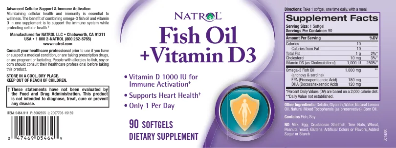 Label for Fish Oil + Vitamin D3