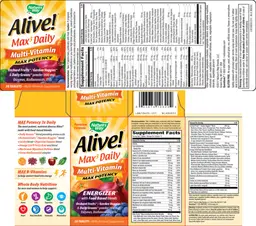 Label for Alive! Max3 Daily