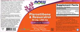 Label for Pterostilbene & Resveratrol 50 mg/250 mg