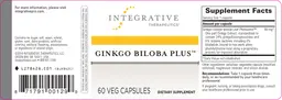 Label for Ginkgo Biloba Plus