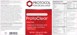 Label for ProtoClear Natural Vanilla Flavor