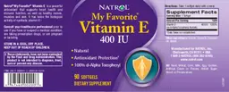 Label for My Favorite Vitamin E 400 IU