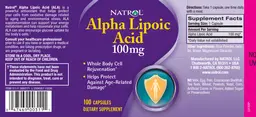 Label for Alpha Lipoic Acid 100 mg