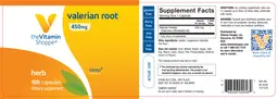 Label for Valerian Root 450 mg