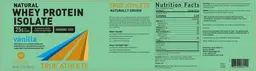 Label for Natural Whey Protein Isolate 25 g Vanilla