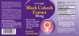 Label for Black Cohosh Extract 80 mg