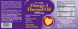 Label for Omega-3 Flaxseed Oil 1000 mg
