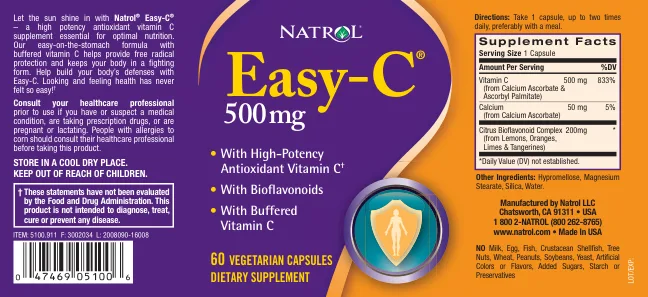 Label for Easy-C 500 mg