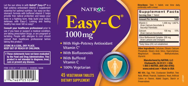 Label for Easy-C 1000 mg