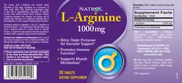 Label for L-Arginine 1000 mg