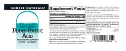 Label for Trans-Ferulic Acid 250 mg