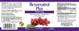 Label for Resveratrol Plus 100 mg