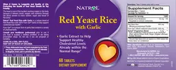 Label for Red Yeast Rice With Garlic