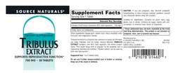 Label for Tribulus Extract 750 mg