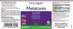 Label for Melatonin 3 mg Fast Dissolve Strawberry Flavor