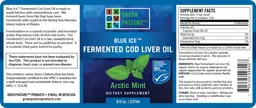 Label for Blue Ice Fermented Cod Liver Oil Arctic Mint