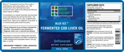Label for Blue Ice Fermented Cod Liver Oil Unflavored
