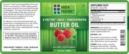 Label for X-Factor Gold Concentrated Butter Oil Raspberry
