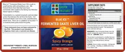 Label for Blue Ice Fermented Skate Liver Oil Spicy Orange