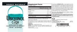 Label for Ubiquinol CoQH 100 mg