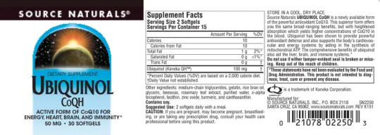 Label for Ubiquinol CoQH 50 mg