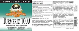 Label for Turmeric 1000 1,000 mg
