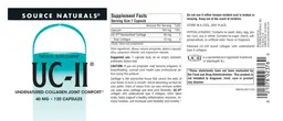 Label for UC-II 40 mg