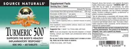 Label for Turmeric 500 500 mg
