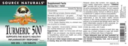 Label for Turmeric 500 500 mg