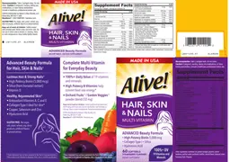 Label for Alive! Hair, Skin & Nails Strawberry Flavored