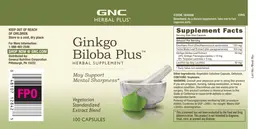 Label for Ginkgo Biloba Plus