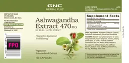 Label for Ashwagandha Extract 470 mg