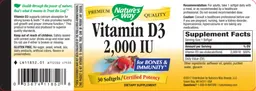 Label for Vitamin D3 2,000 IU