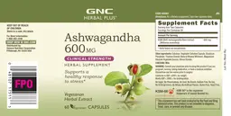 Label for Ashwagandha 600 mg