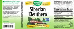 Label for Siberian Eleuthero 425 mg