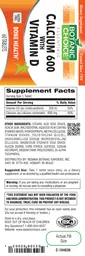 Label for Calcium 600 With Vitamin D