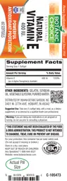 Label for Natural Vitamin E 400 IU
