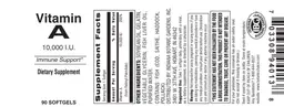 Label for Vitamin A 10,000 IU