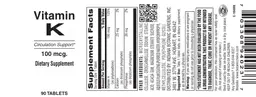 Label for Vitamin K 100 mcg