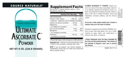 Label for Ultimate Ascorbate C Powder