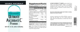 Label for Ultimate Ascorbate C Powder