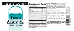 Label for Ultimate Ascorbate C 1,000 mg