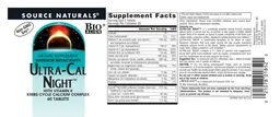 Label for Ultra-Cal Night With Vitamin K