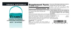 Label for Vitamin E 400 IU