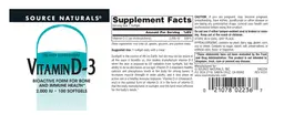 Label for Vitamin D-3 2,000 IU